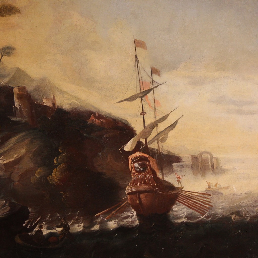 Grande dipinto marina italiana del XVIII secolo