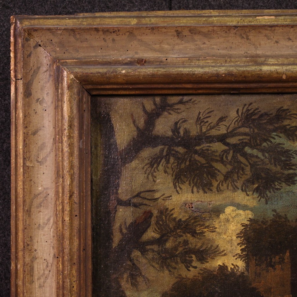 Antico dipinto italiano paesaggio del XVIII secolo-photo-1