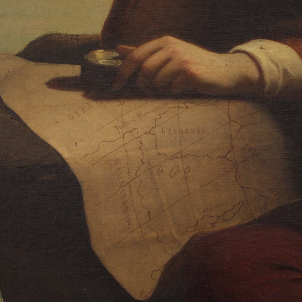 Grande dipinto firmato Mauro Conconi e datato 1853, Cristoforo Colombo-photo-6