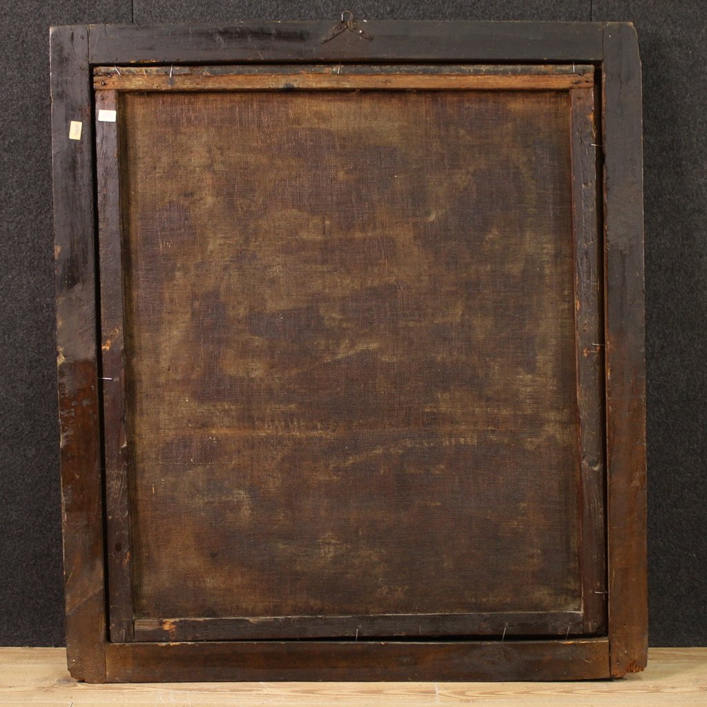 Antico dipinto italiano Cristo e la Samaritana al pozzo del XVII secolo-photo-6