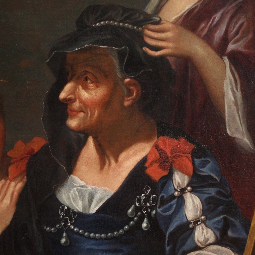 Grande dipinto del XVIII secolo firmato Charles-André Van Loo, L'atelier del pittore-photo-4