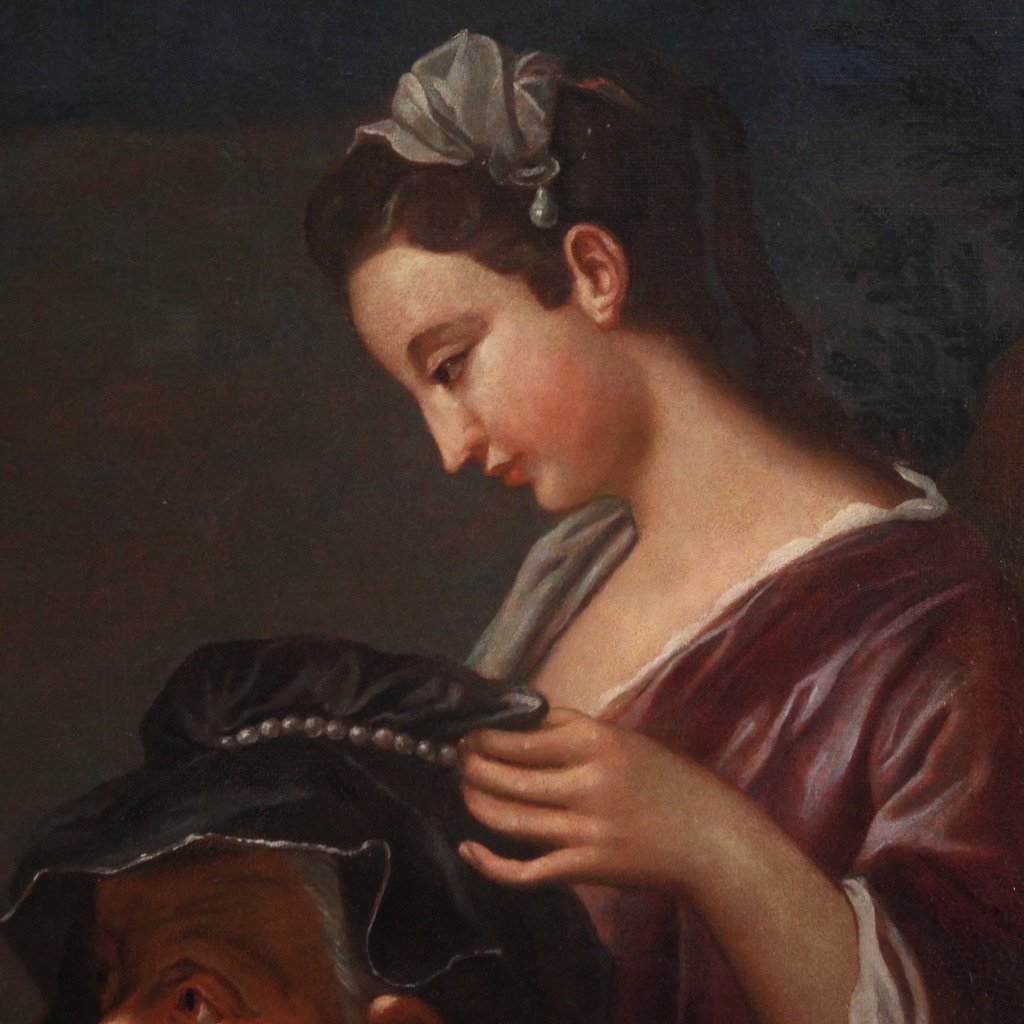 Grande dipinto del XVIII secolo firmato Charles-André Van Loo, L'atelier del pittore-photo-7