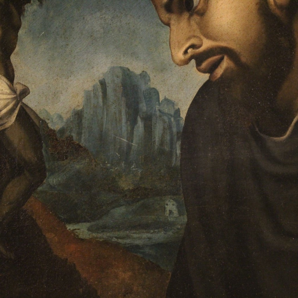 Antico dipinto italiano San Francesco del XVIII secolo-photo-6