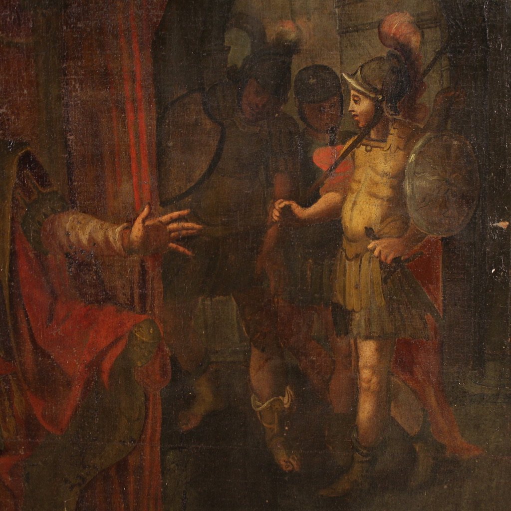 Antico dipinto italiano scena biblica del XVII secolo-photo-5
