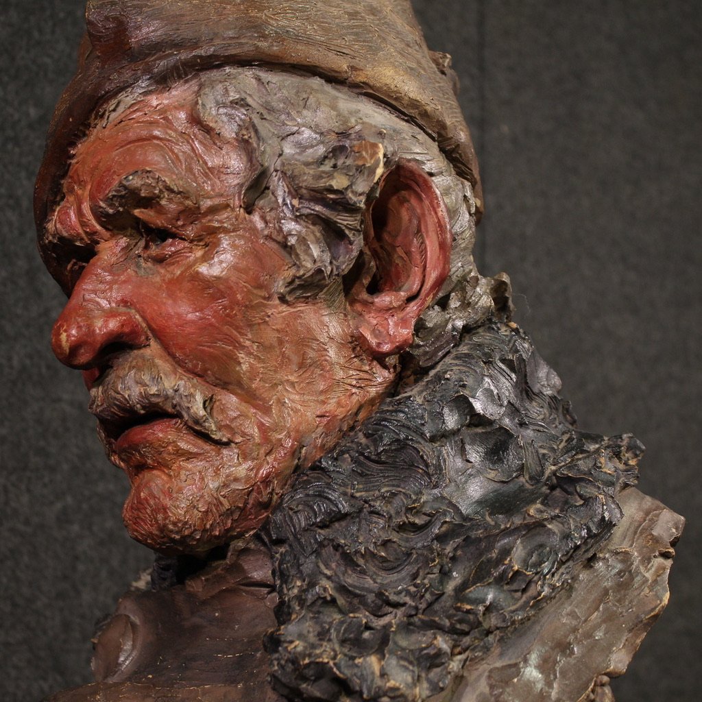 Scultura italiana in terracotta pescatore del XX secolo-photo-3