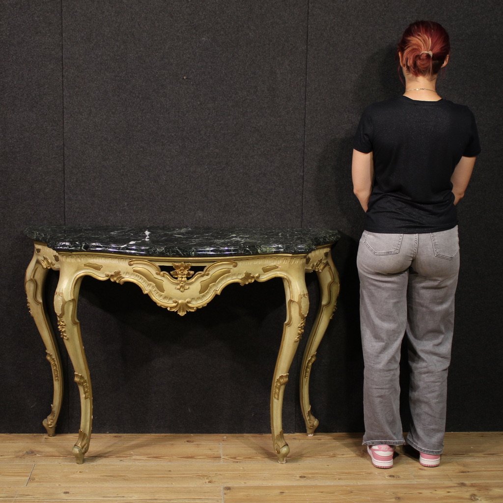 Console italiana laccata e dorata del XX secolo-photo-2