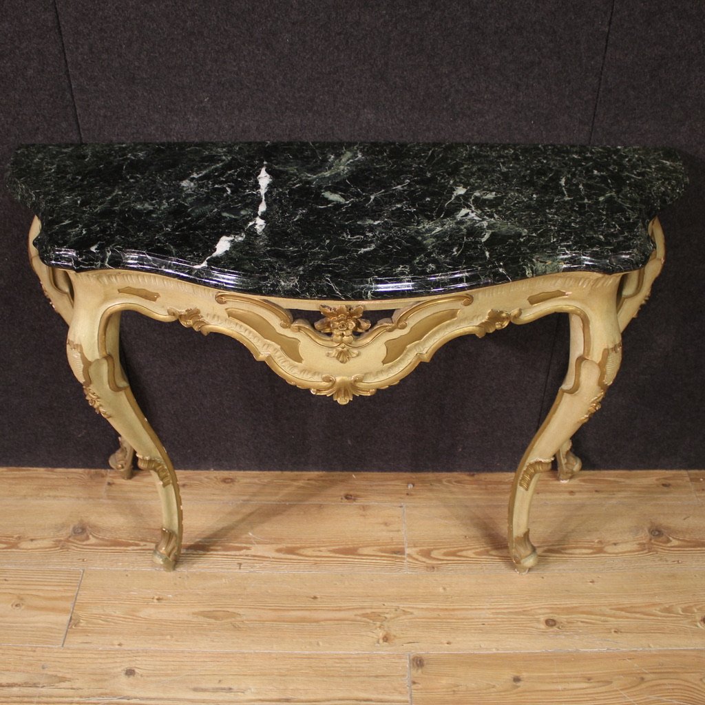 Console italiana laccata e dorata del XX secolo-photo-3