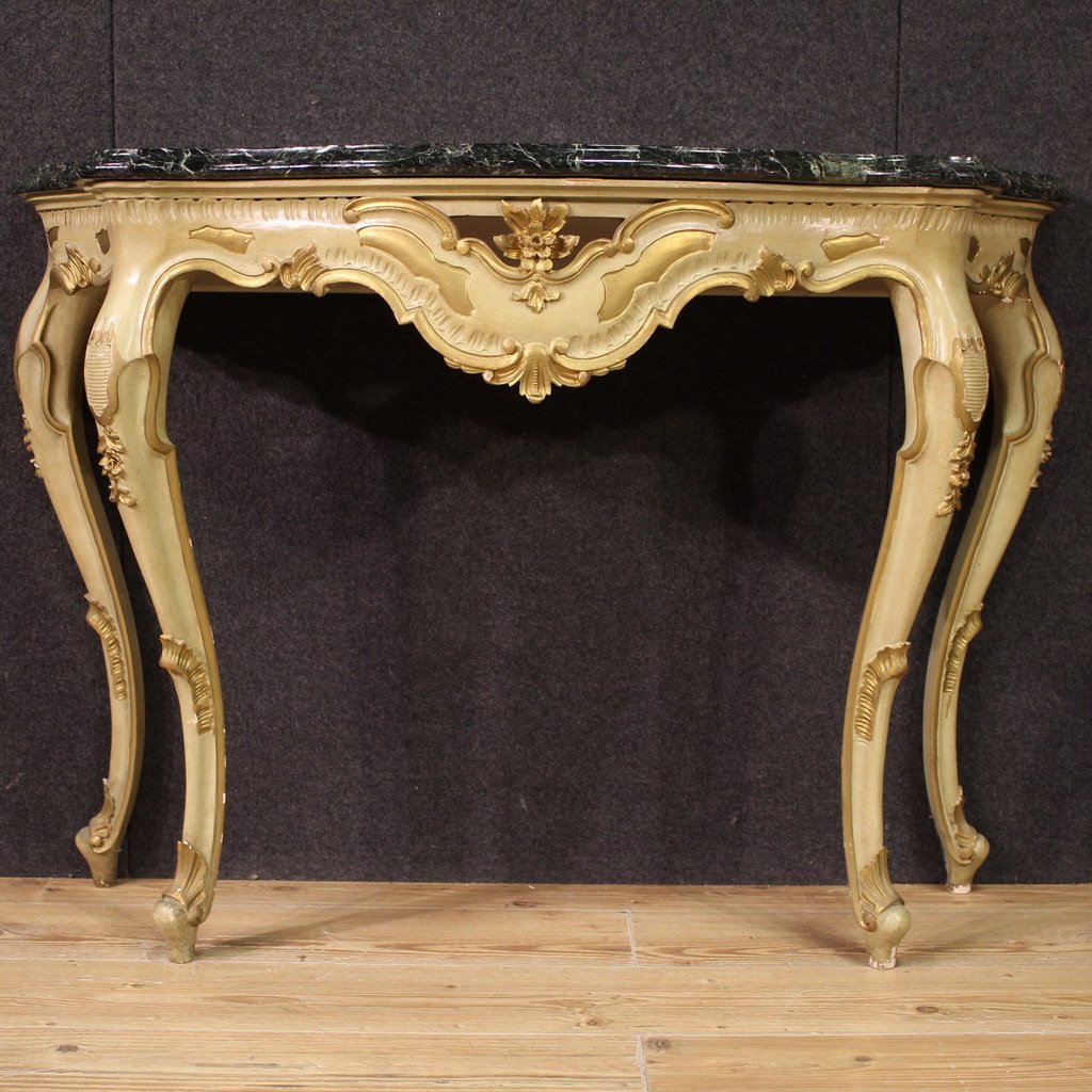 Console italiana laccata e dorata del XX secolo-photo-4