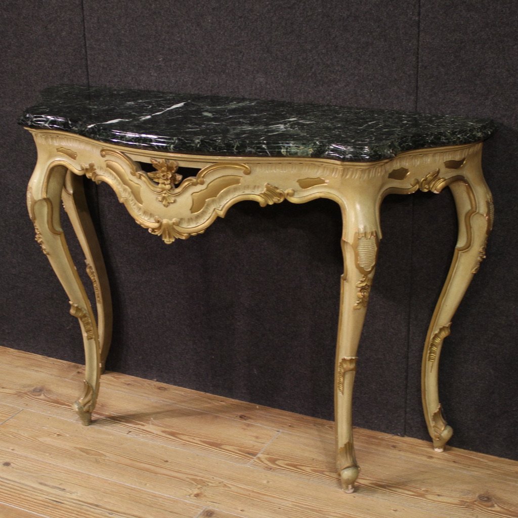 Console italiana laccata e dorata del XX secolo-photo-1