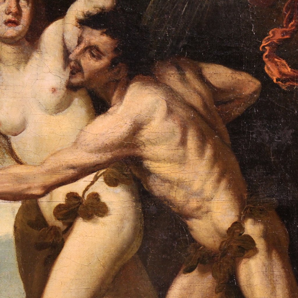 Antico dipinto del XVII secolo, la cacciata di Adamo ed Eva dal Paradiso Terrestre-photo-4