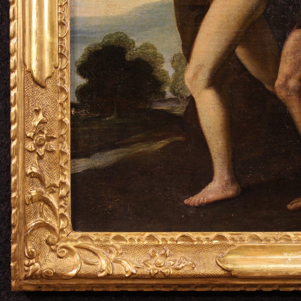 Antico dipinto del XVII secolo, la cacciata di Adamo ed Eva dal Paradiso Terrestre-photo-5