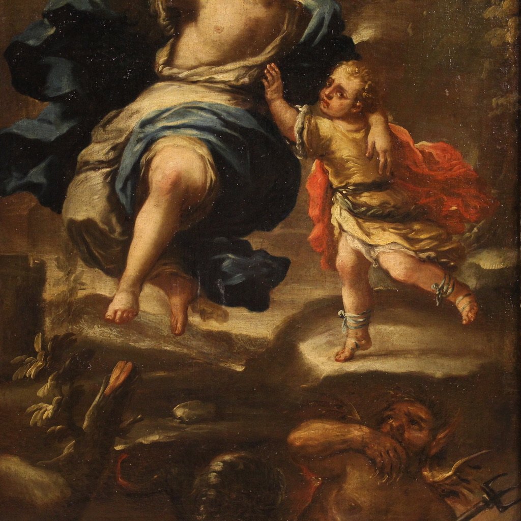 Grande dipinto italiano del XVII secolo, Tobiolo e L'Angelo-photo-4