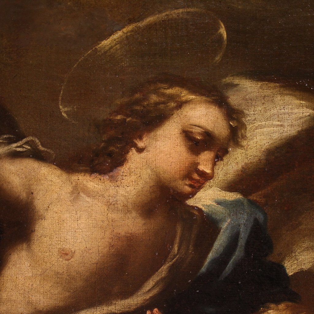 Grande dipinto italiano del XVII secolo, Tobiolo e L'Angelo-photo-7