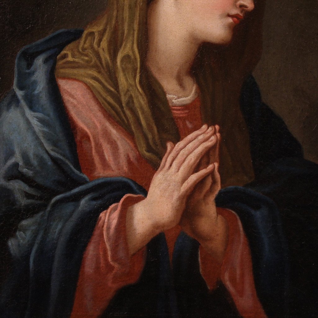 Antico quadro religioso del XVII secolo, Madonna in preghiera-photo-4