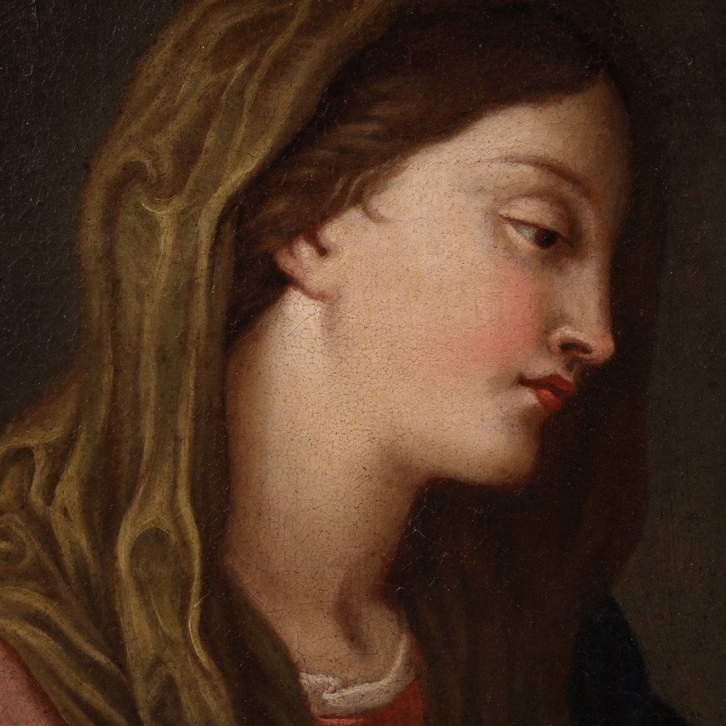 Antico quadro religioso del XVII secolo, Madonna in preghiera-photo-1
