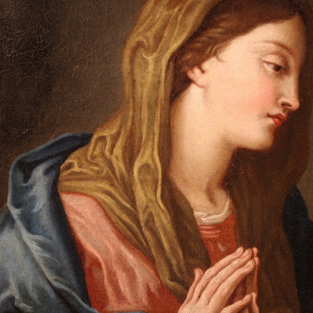 Antico quadro religioso del XVII secolo, Madonna in preghiera-photo-8