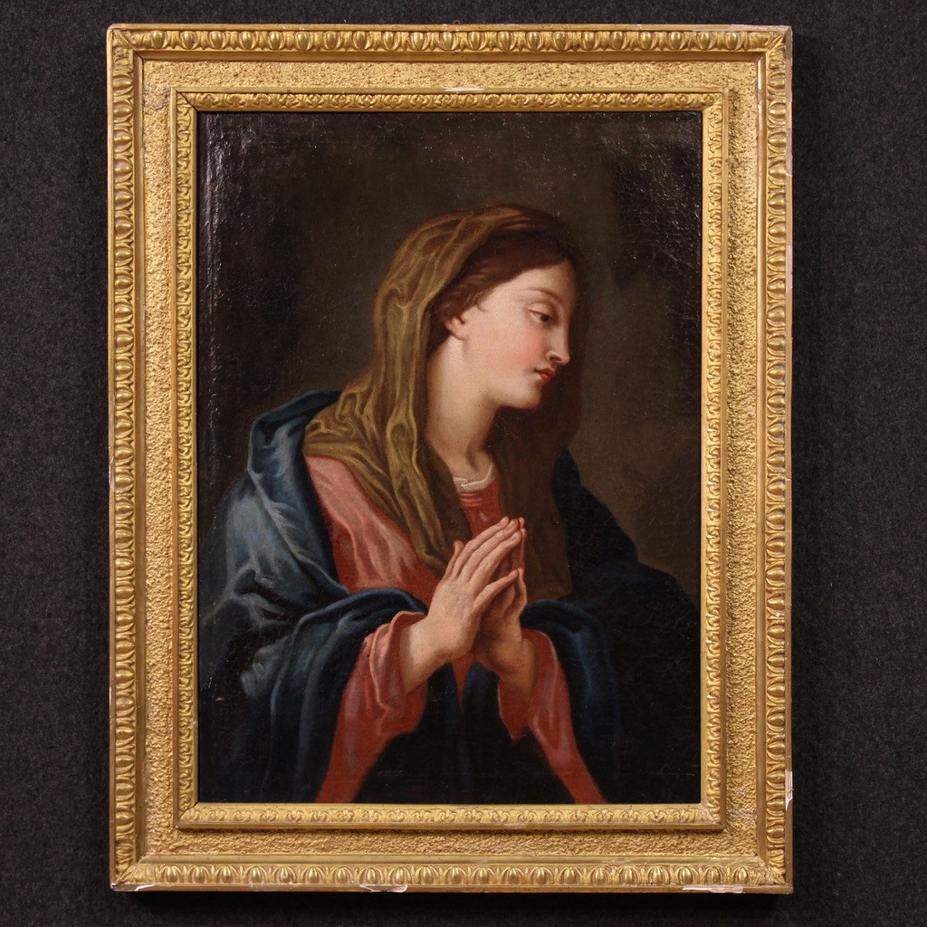 Antico quadro religioso del XVII secolo, Madonna in preghiera
