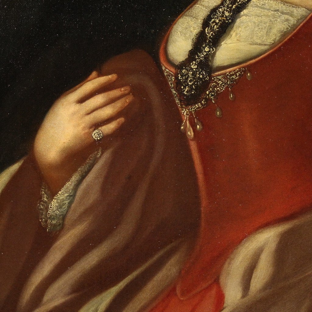 Grande quadro italiano del XVIII secolo, Ritratto di Dama-photo-5