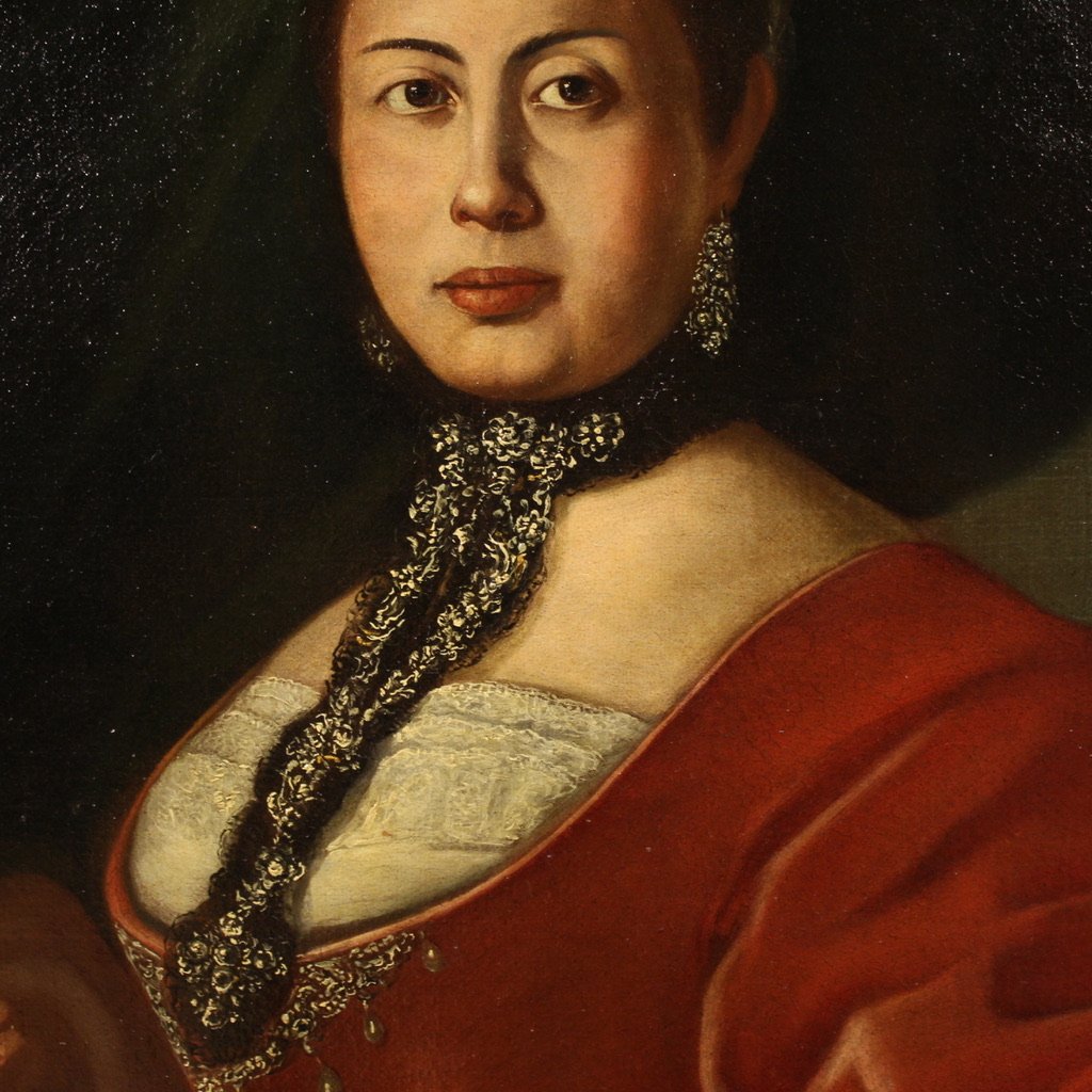 Grande quadro italiano del XVIII secolo, Ritratto di Dama-photo-8