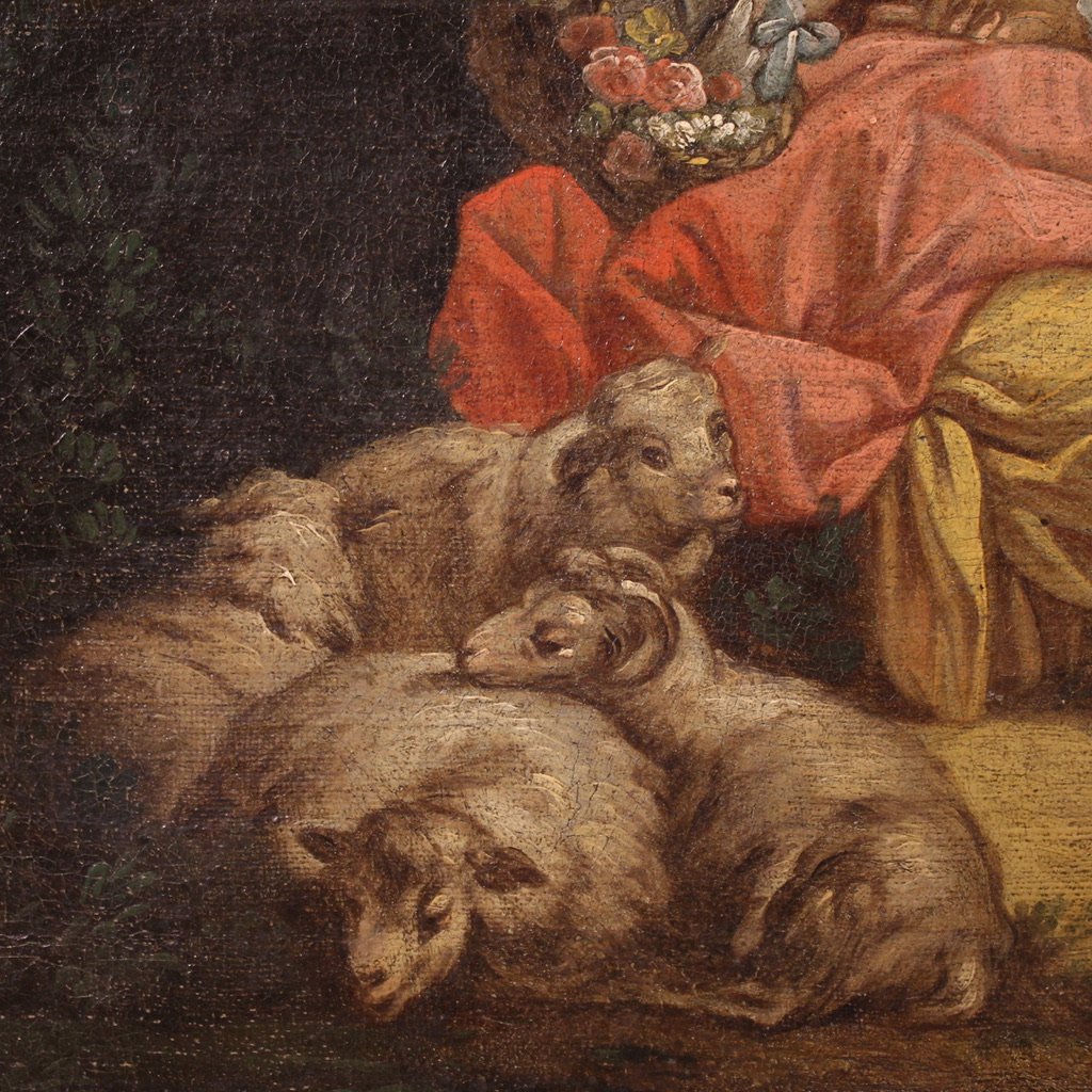 Quadro di scuola francese del XVIII secolo, scena galante rococò-photo-7