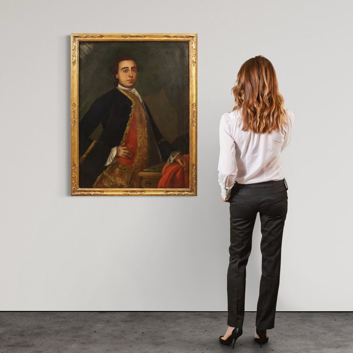 Grande dipinto italiano del XVIII secolo, Ritratto di Gentiluomo-photo-2