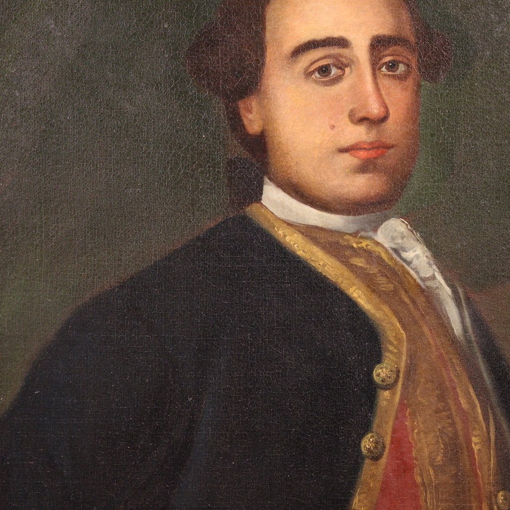 Grande dipinto italiano del XVIII secolo, Ritratto di Gentiluomo-photo-3