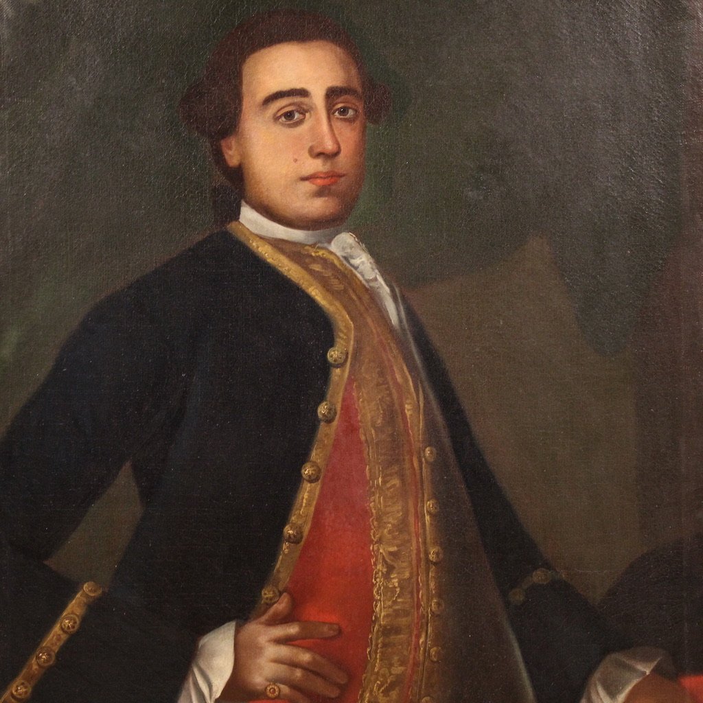 Grande dipinto italiano del XVIII secolo, Ritratto di Gentiluomo-photo-4