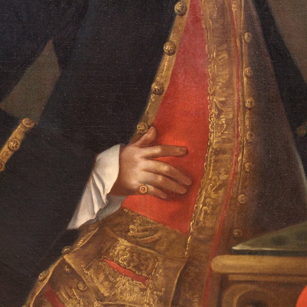 Grande dipinto italiano del XVIII secolo, Ritratto di Gentiluomo-photo-6