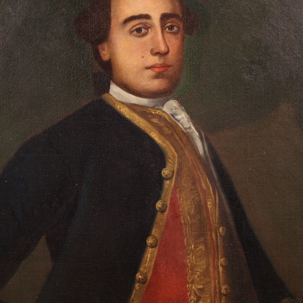 Grande dipinto italiano del XVIII secolo, Ritratto di Gentiluomo-photo-8