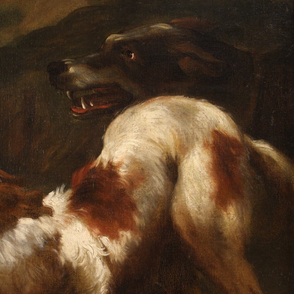 Antico dipinto lombardo del XVII secolo, il pastore con i suoi cani-photo-7