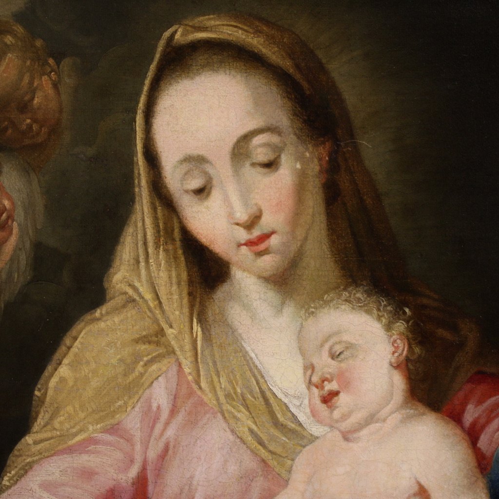 Grande dipinto religioso del XVIII secolo, Madonna col Bambino-photo-4