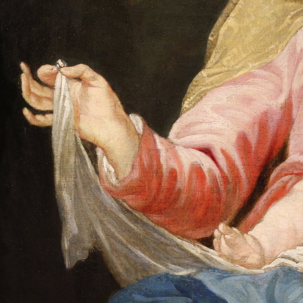 Grande dipinto religioso del XVIII secolo, Madonna col Bambino-photo-1