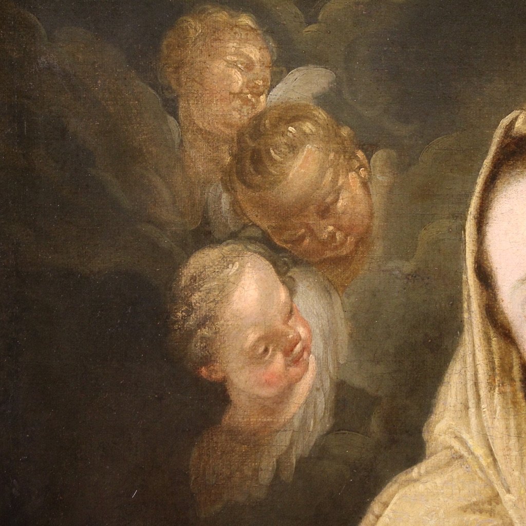 Grande dipinto religioso del XVIII secolo, Madonna col Bambino-photo-2