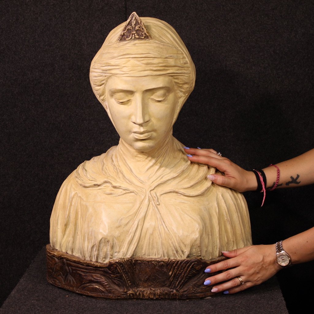 Grande scultura in terracotta del XX secolo, Beatrice Portinari-photo-3