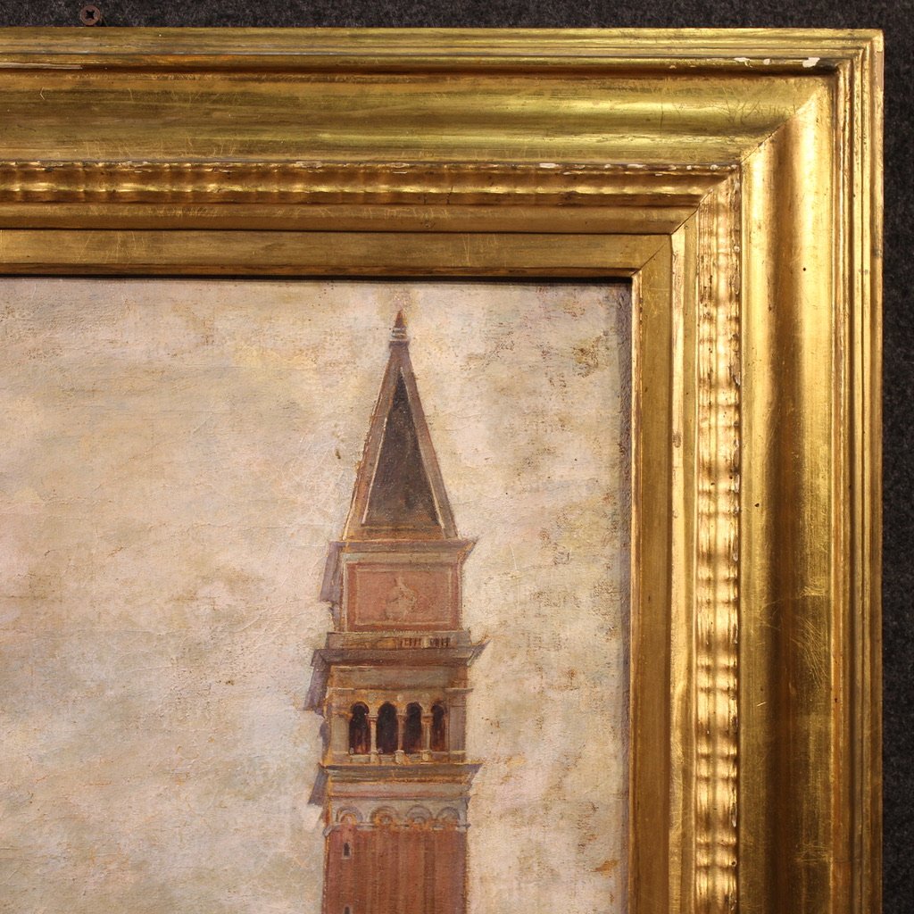 Dipinto veduta di Piazza San Marco siglato e datato 1917-photo-5