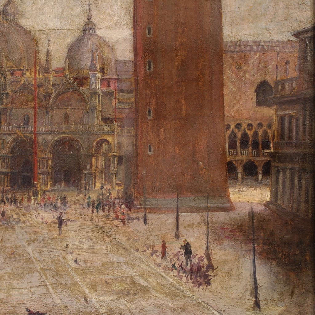 Dipinto veduta di Piazza San Marco siglato e datato 1917-photo-8