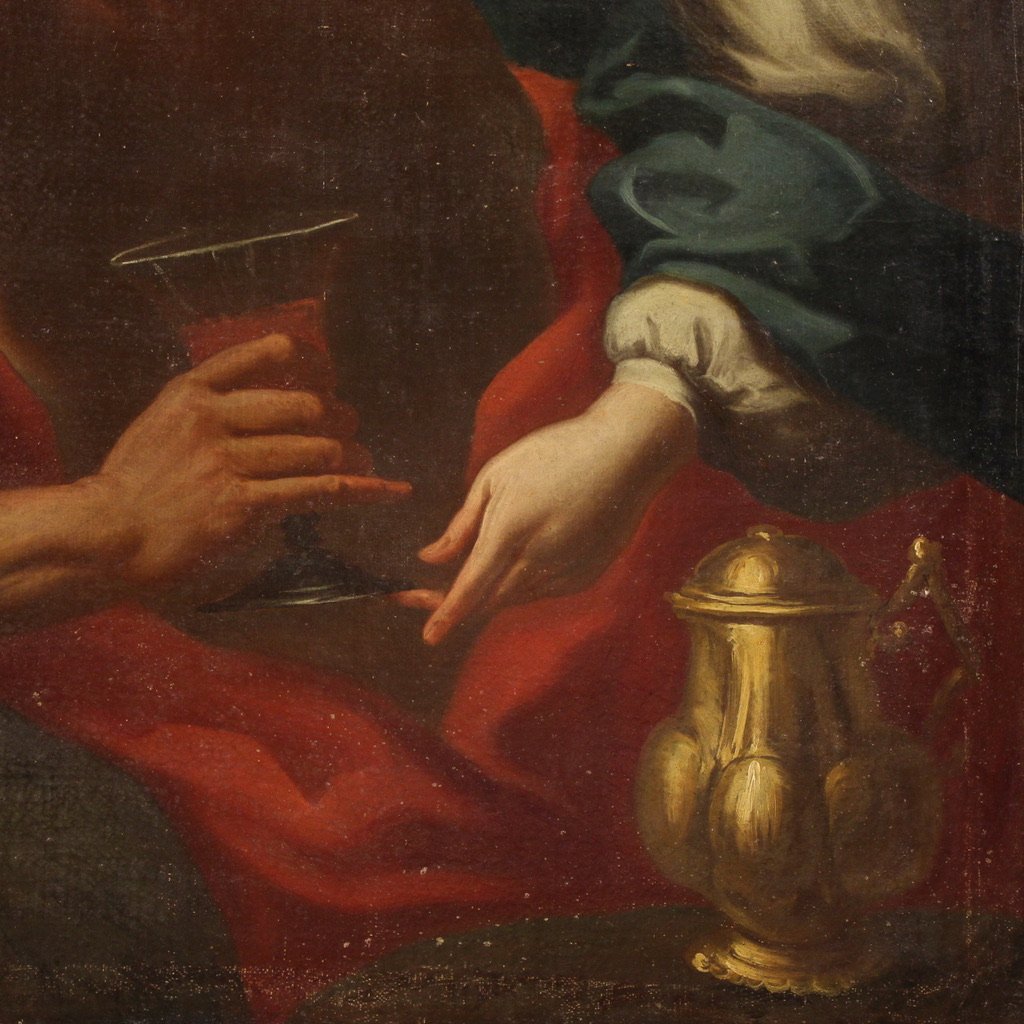 Grande dipinto italiano del XVII secolo, Lot e le figlie-photo-8