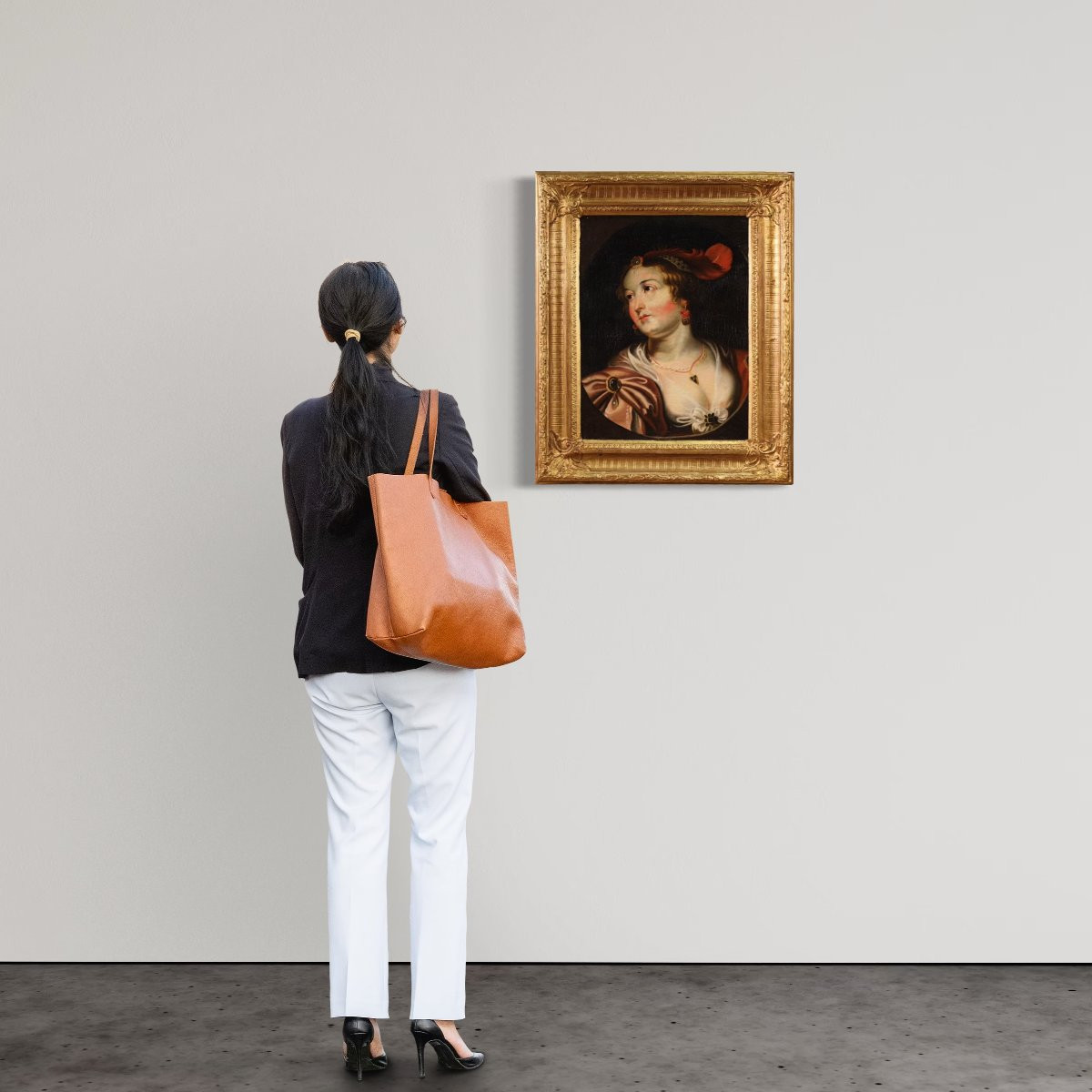 Ritratto di dama, quadro del XIX secolo-photo-3