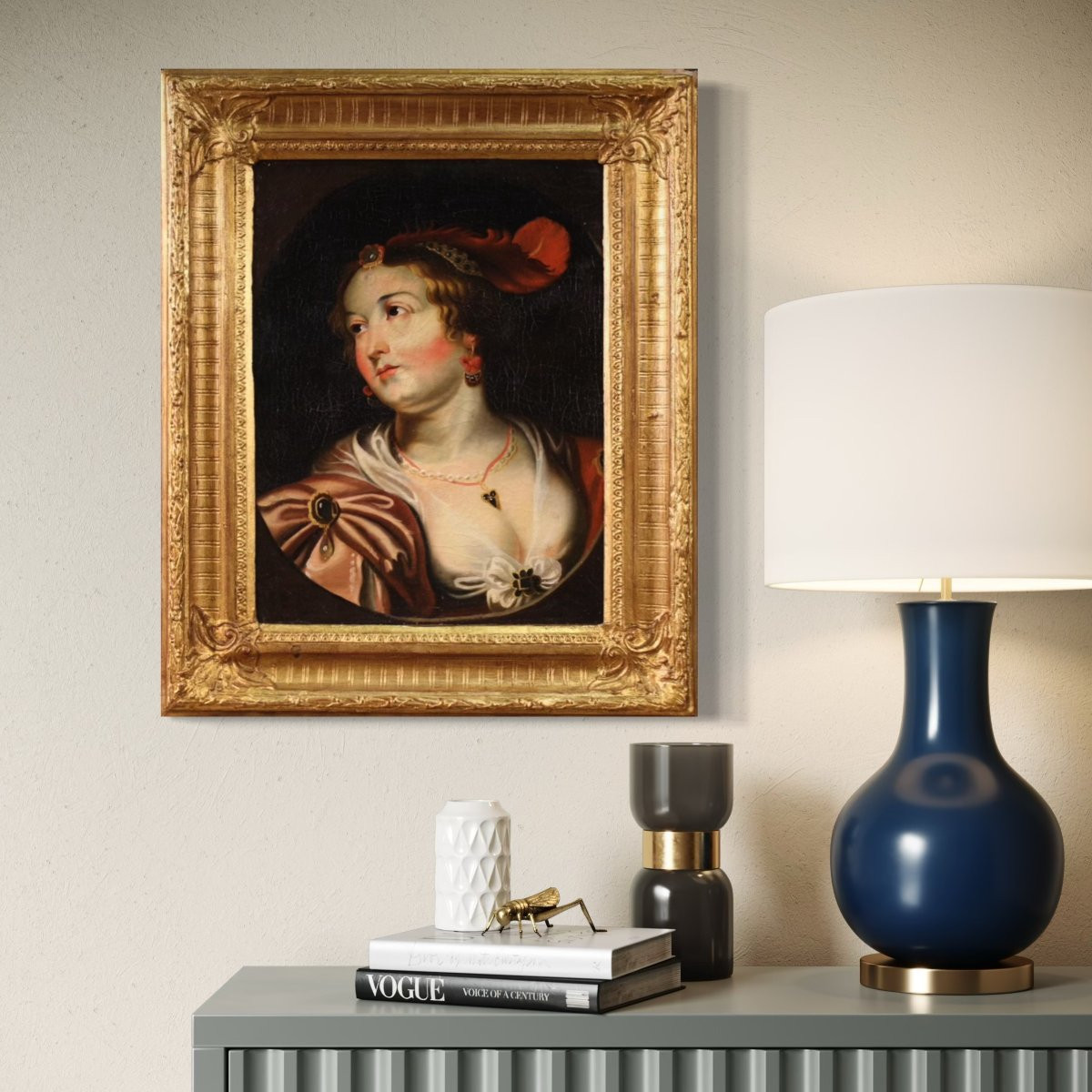 Ritratto di dama, quadro del XIX secolo-photo-1