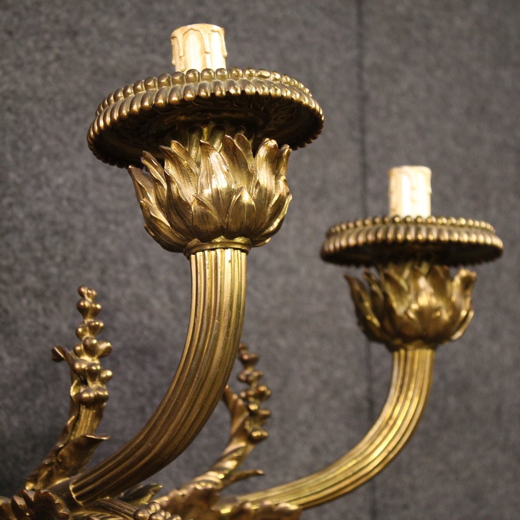 Coppia di applique francesi in bronzo dorato stile Luigi XVI-photo-4