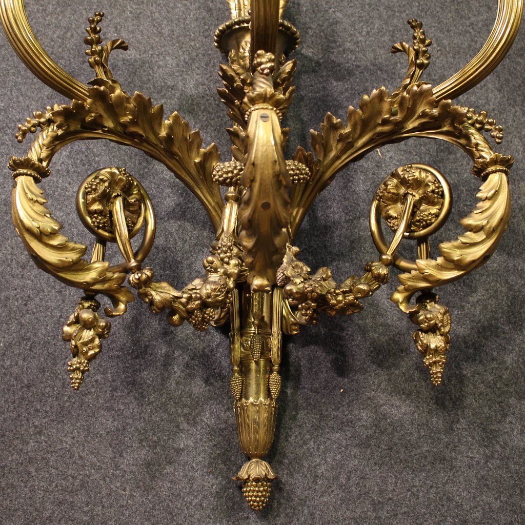 Coppia di applique francesi in bronzo dorato stile Luigi XVI-photo-3