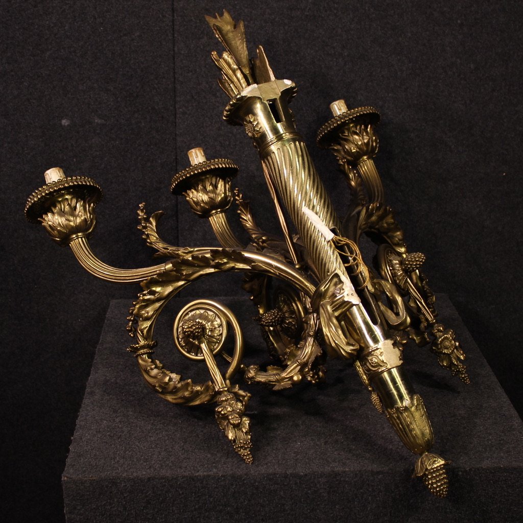 Coppia di applique francesi in bronzo dorato stile Luigi XVI-photo-6