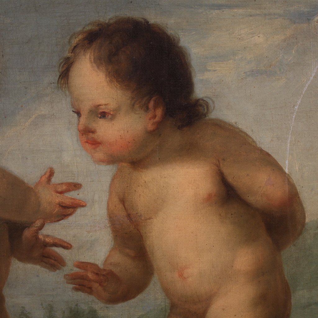 Dipinto Rococò del XVIII secolo, Gioco di Putti-photo-4