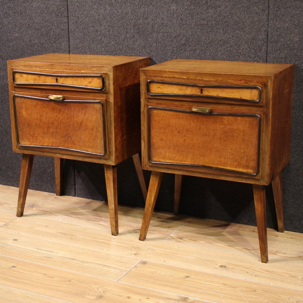 Coppia comodini italiani di design degli anni 70-photo-2