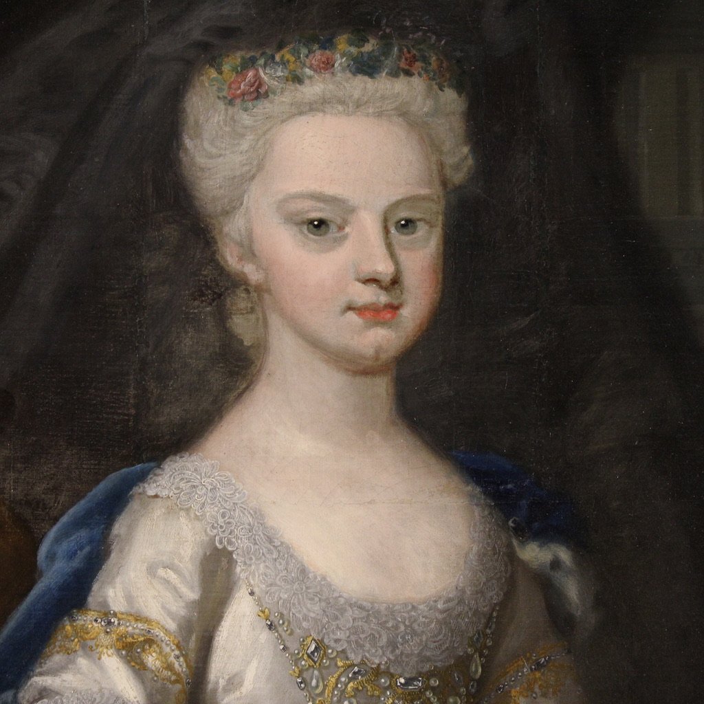 Grande dipinto del XVIII secolo, ritratto di giovane principessa-photo-1