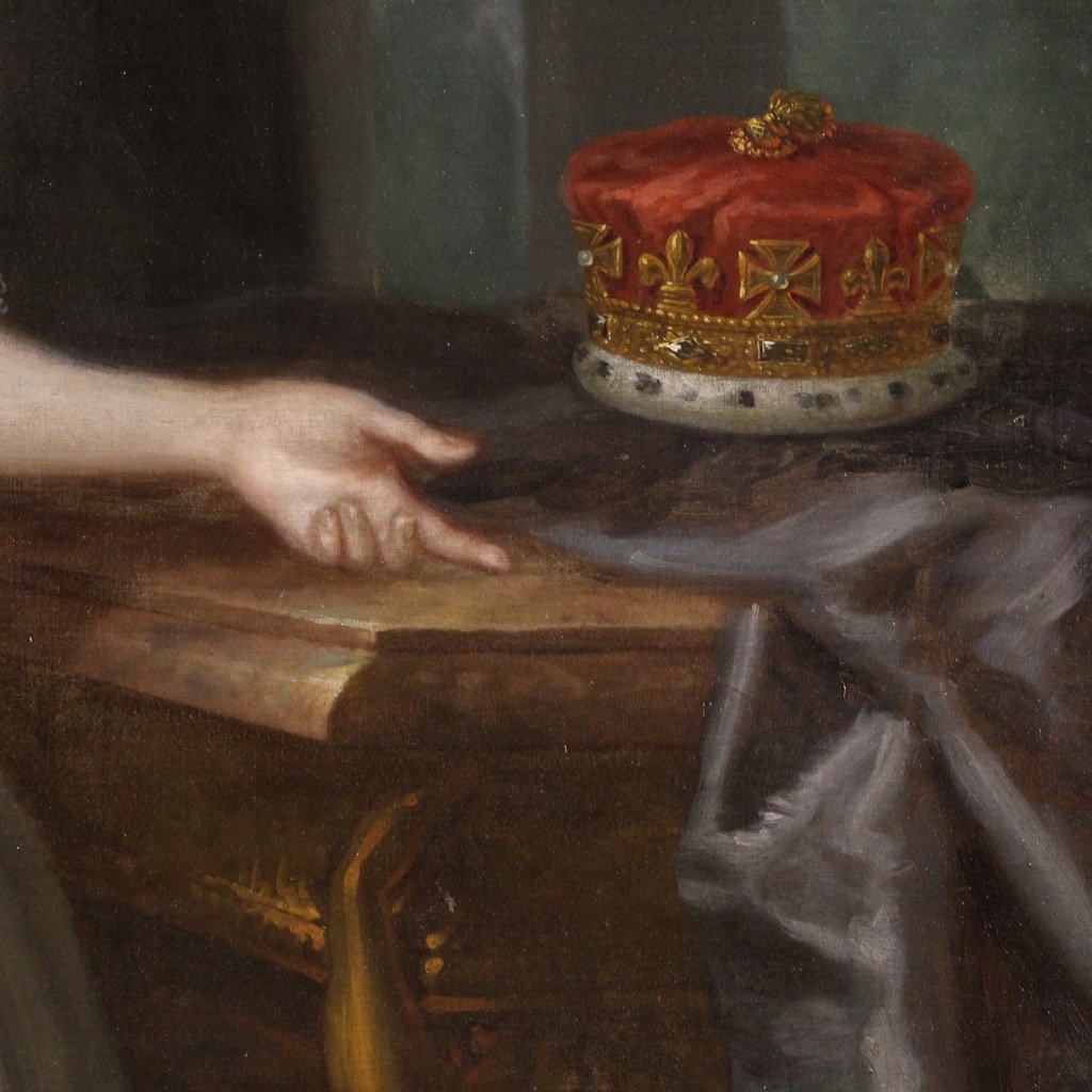 Grande dipinto del XVIII secolo, ritratto di giovane principessa-photo-2
