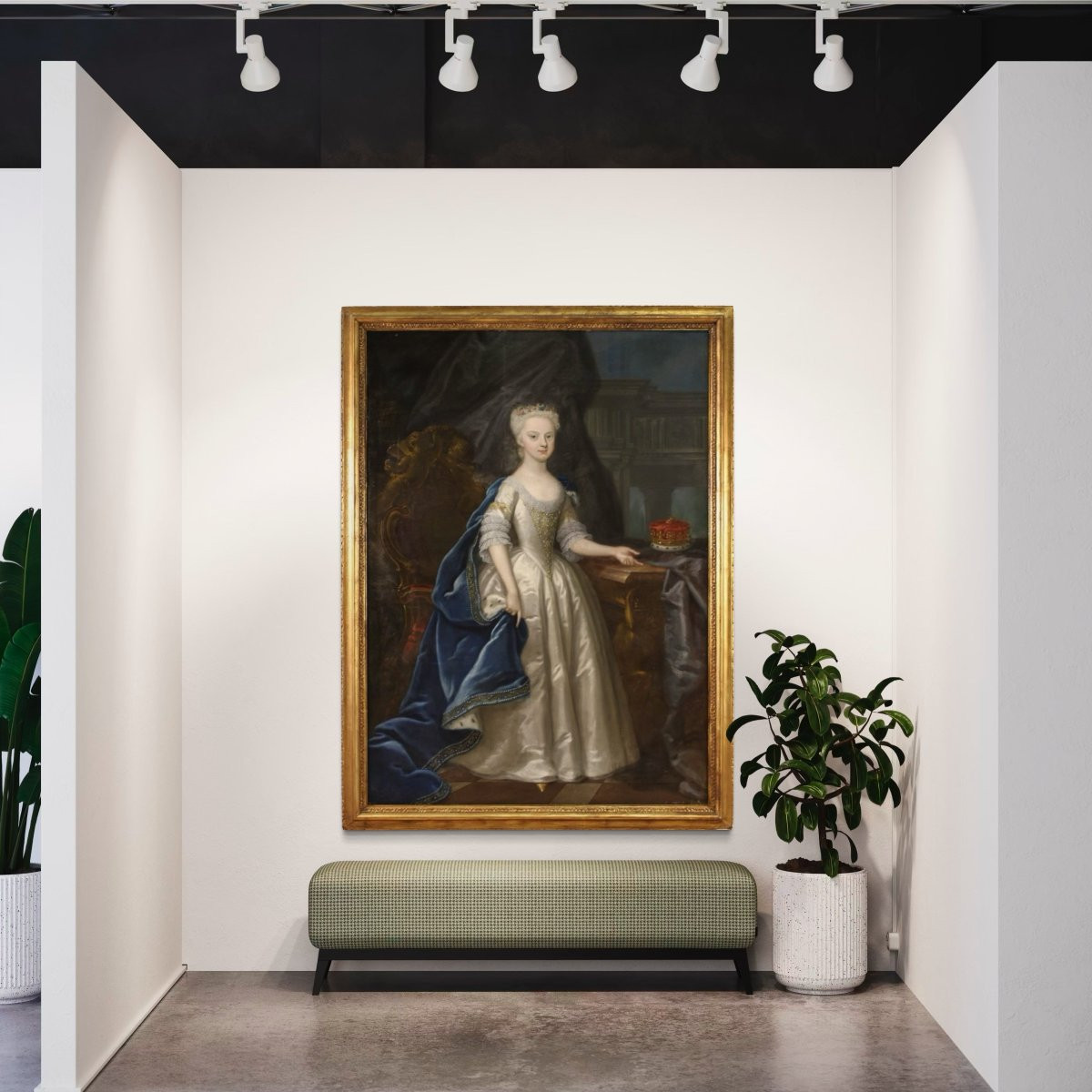 Grande dipinto del XVIII secolo, ritratto di giovane principessa-photo-3