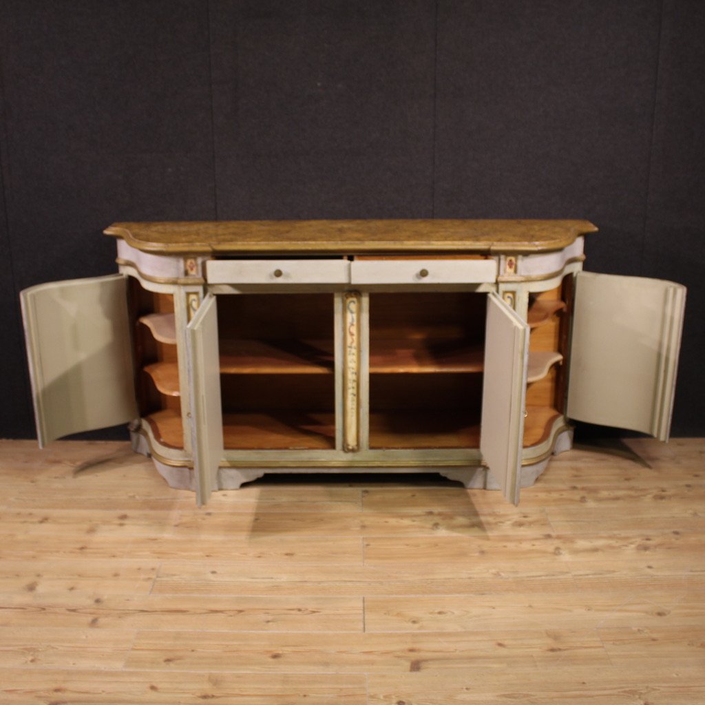 Grande credenza veneta laccata e dipinta del XX secolo-photo-6