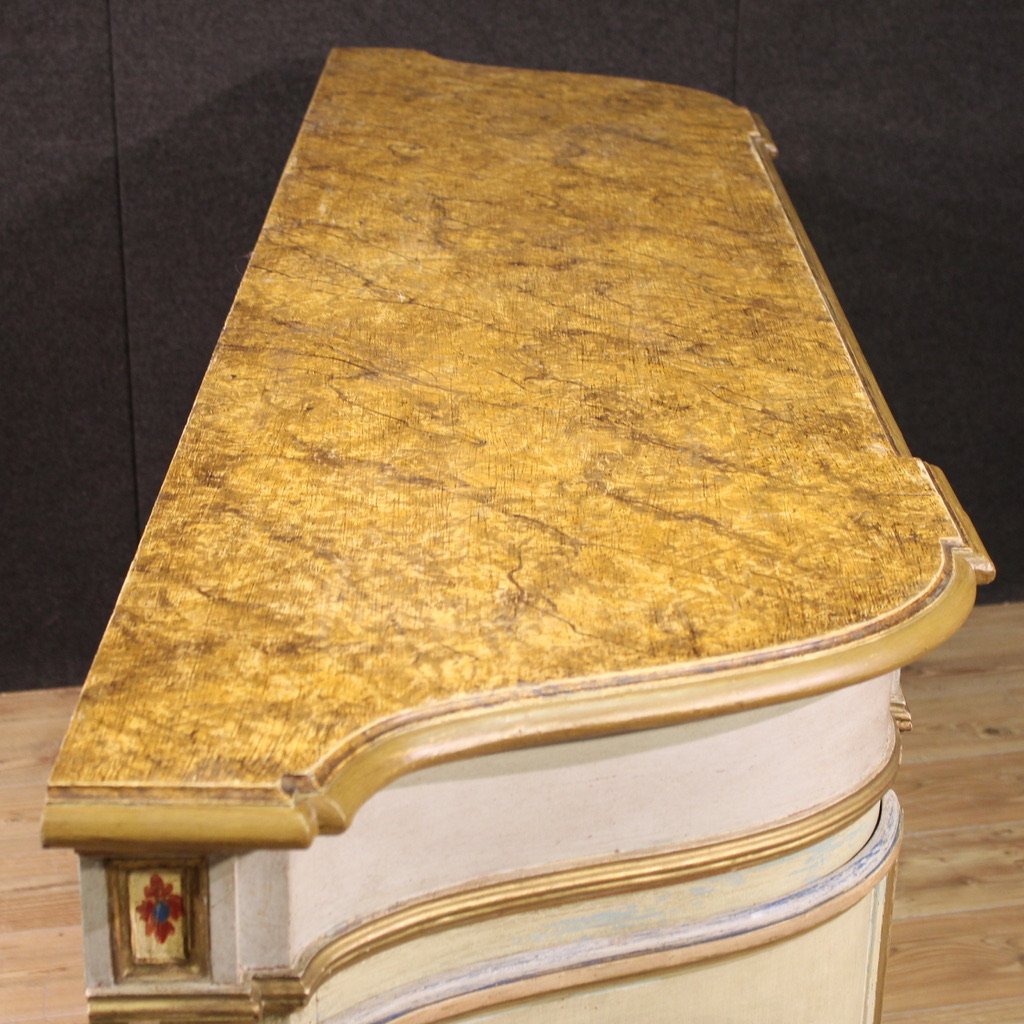 Grande credenza veneta laccata e dipinta del XX secolo-photo-8