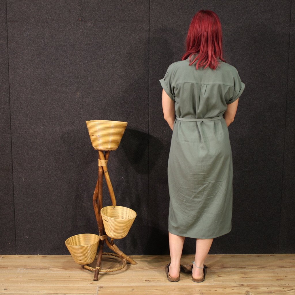 Portavasi italiano di design in bambù anni 60-photo-2